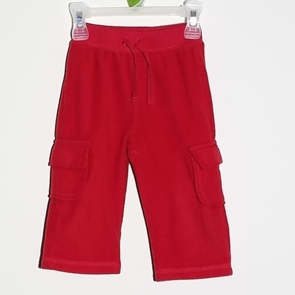 Old Navy Red Fleece Cargo Pants 12-18m - Picture 1 of 3